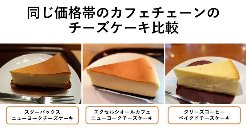 チェーンカフェのチーズケーキの違い